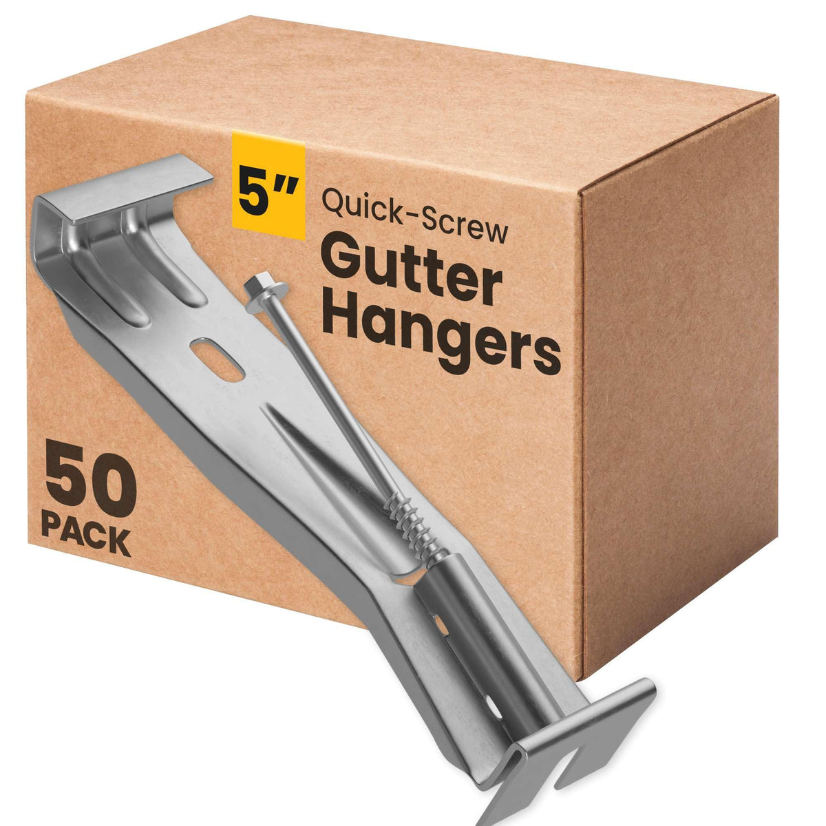 BULDER Quick-Screw 5 inch hidden gutter hangers, 50 pack kraft box
